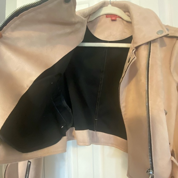 Biker Moto Cropped Jacket Faux Suede Saks Fifth Avenue - Picture 8 of 14
